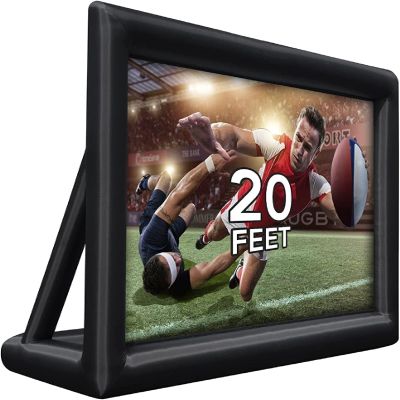 20FT/6.1m Inflatable Cinema Screen IPX4250W High-Performance Blower & Paracord Anchoring SystemDual-Side 95% NTSC Projection for Stadium Events, Outdoor Cinemas, Festival Productions