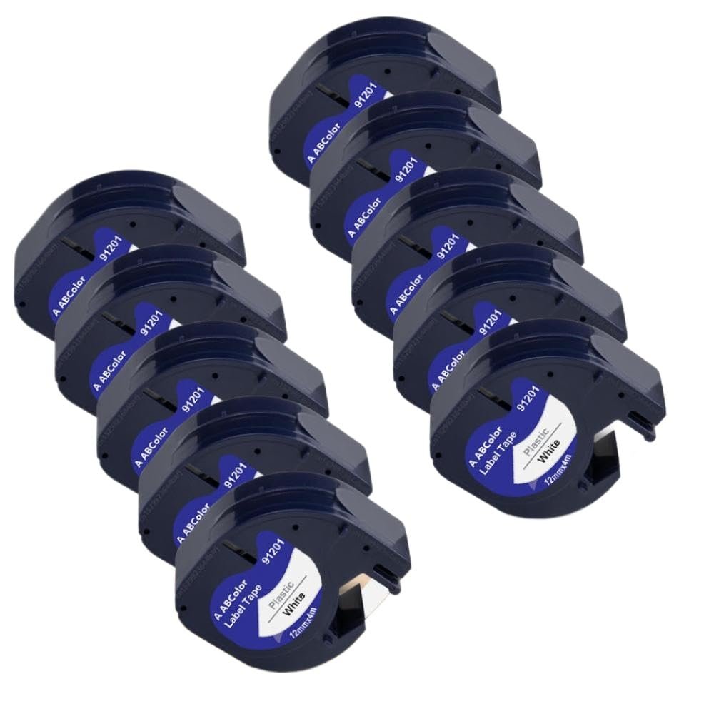 5pcs 10pcs 12mm LT Tape Compatible with 91201 91331 12267 91202 91200 Label Tapes Works with LT100H Label Printer(10PK Black on White)