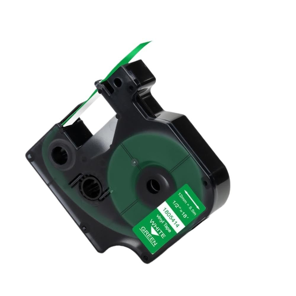 12mm Tape Compatible with Label 18438 18441 18444 18432 18435 1805435 1805243 1805414 for 4200 5200 Label Printers(White on Green)