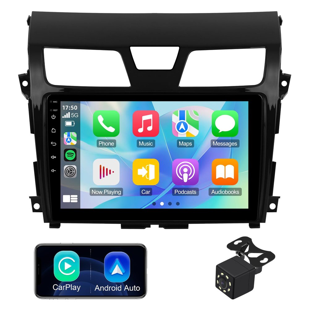 1+32G 10.1-inch Android 14 Car Stereo for Nissan Altima 2013-2015 IPS Touchscreen Screen Car Radio with Carplay & Android Auto Support Backup Camera GPS FM Navi BT SWC