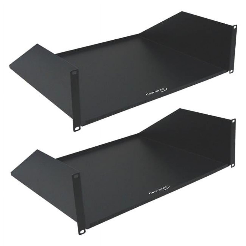 19 in. Wide 15 in. Deep Tray 50 lbs 3U Heavy Duty Steel Cantilever Rack Mount Shelf Black - Pack of 2