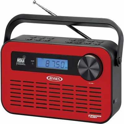 JEP Digital AM & FM Weather Radio with Weather Alert Red
