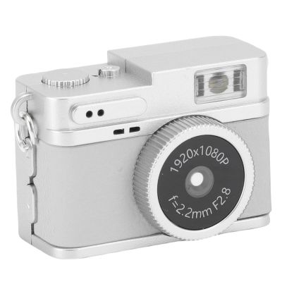 YUEHISY Mini Keychain Camera, 0.96" Screen Built in LED Light for Travel Study, 1080P FHD Retro Cam, 64GB Card OTG Transfer (White)