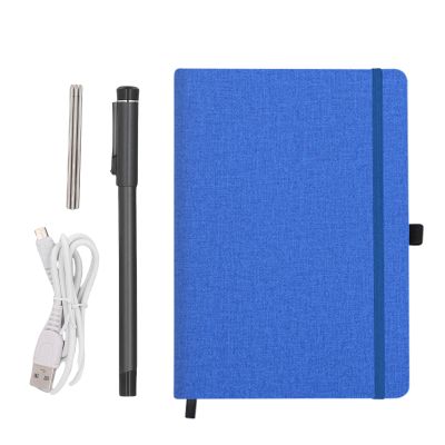Bewinner Smart Pen Notebook Set, Digital Notepad Electronic Notebook with 360 Degree Writing AI Drawing OCR Real Time Sync for Android Smartphones and Tablets (Linen Pattern Blue)