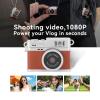YUEHISY Mini Keychain Camera, 0.96" Screen Built in LED Light for Travel Study, 1080P FHD Retro Cam, 64GB Card OTG Transfer (Brown) view 4