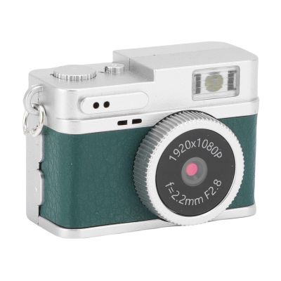 YUEHISY Mini Keychain Camera, 0.96" Screen Built in LED Light for Travel Study, 1080P FHD Retro Cam, 64GB Card OTG Transfer (Green)