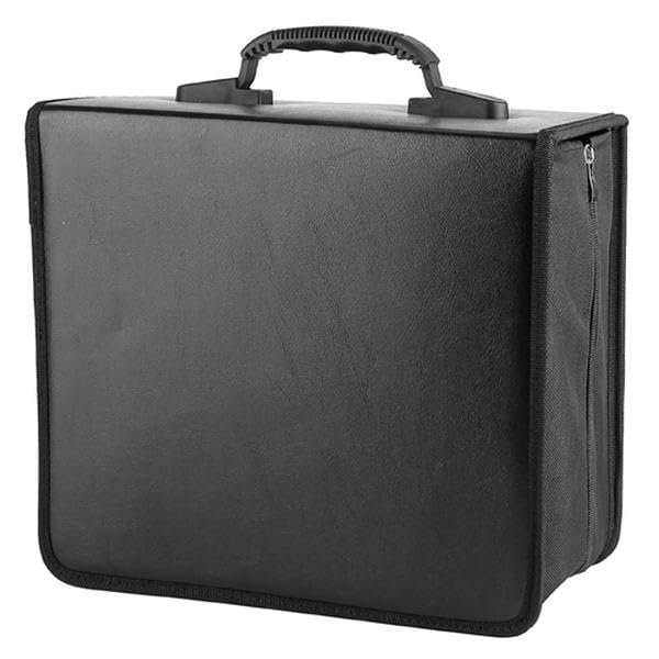 400 Discs CD Case CD DVD Storage Binder Sleeves Bag Portable Media Disk Wallet Album with Carrying Handle Black