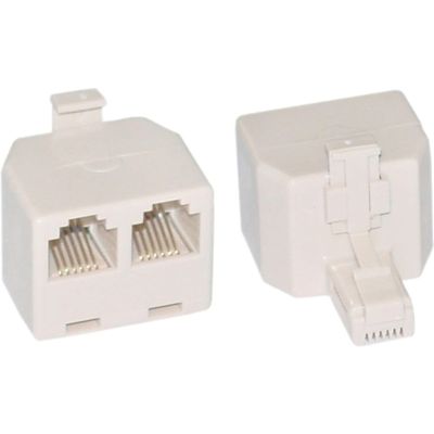 RJ11 & RJ12 Male to Two RJ11 - RJ12 Female Phone Splitter Straight