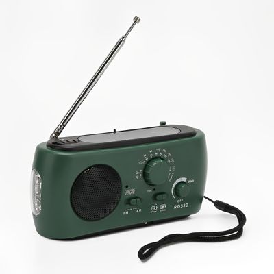 LICAEVEY Emergency Weather Radio AM FM - Solar Hand Crank Powered with Flashlight, Phone Charger & 350mAh Backup for Outdoor Camping, Hiking Emergencies (Green)