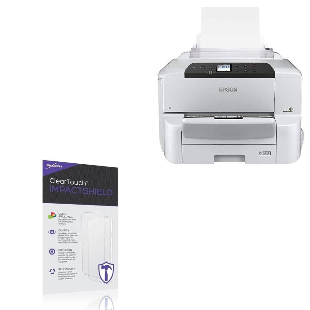 BoxWave Screen Protector Compatible With Epson WorkForce Pro WF-C8190 - ClearTouch ImpactShield (2-Pack), Impenetrable Screen Protector Flexible Film