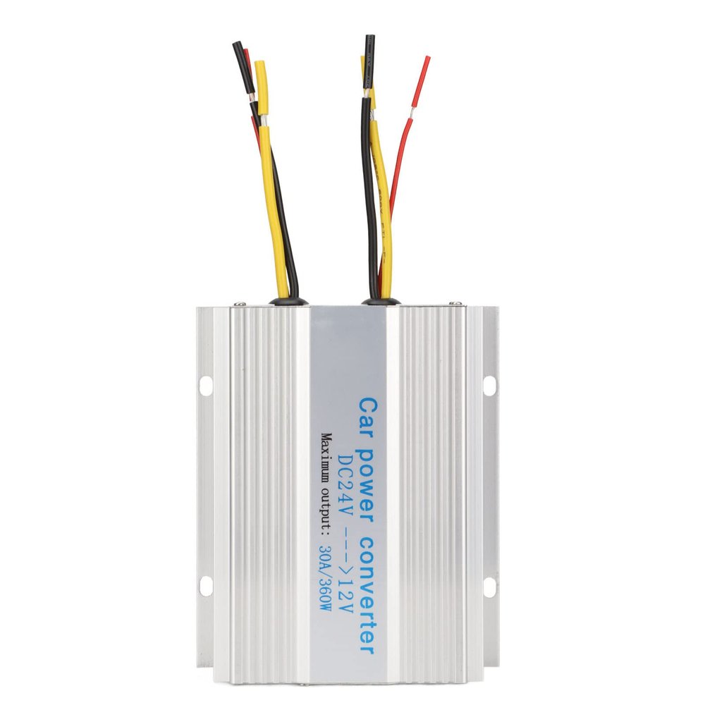 30A 360W Car Power Inverter, Aluminium Alloy Shell, DC24V to 12V Converter, Multiple Protection for Vehicles, Ideal for LCD Systems and More