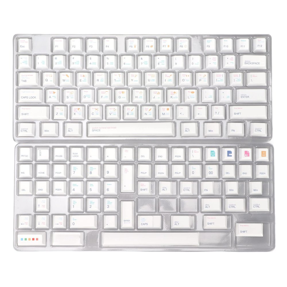 136 Keys PBT Keycaps Set, Original Height, Durable and Comfortable for DIY Mechanical Keyboard (QianjyvoustGb-12)