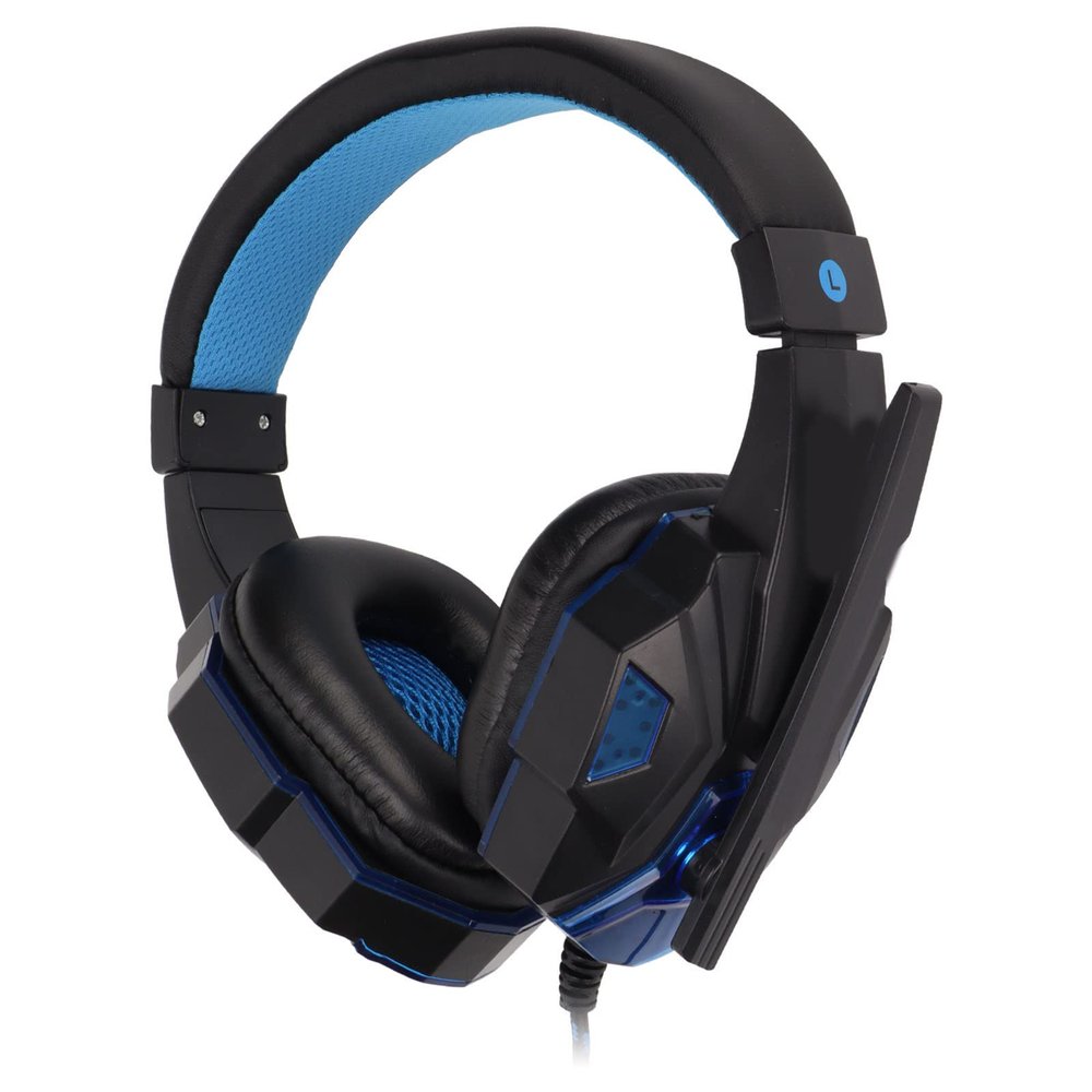 Beufee Gaming Headset, RGB Gaming Headphones Headset Stereo Sound USB with 3.5mm Microphone for Laptop (Black Blue)