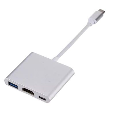bodateng USB C to HDMI-Compatible Digital AV Multiport Adapter 3 Converter to 4K 1080P(Silver 3 in 1)
