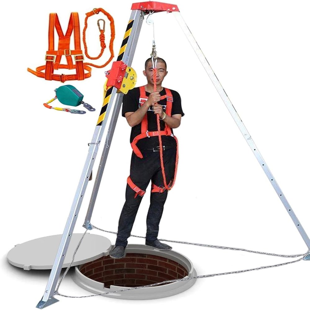 Confined Space Equipment Adjustable Commercial Firefighting Rescue Tripod with Self-Locking Device,Confined Space Tripod Kit Confined Space Rescue Tripod Lifting Rescue Tripod Kit for Workin