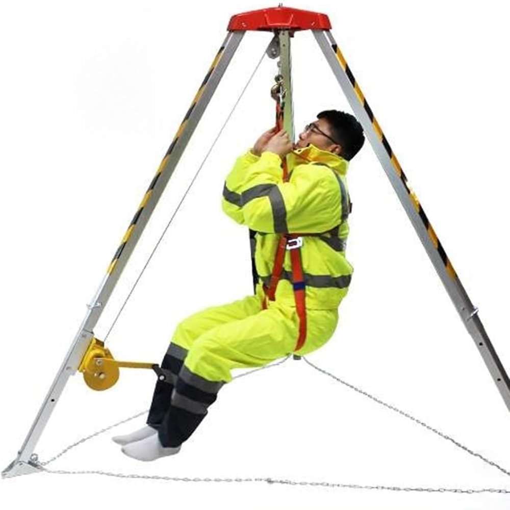 Confined Space Equipment Adjustable Commercial Firefighting Rescue Tripod with Self-Locking Device,Rescue Tripod System Tripod Rescue Equipment,Tripod Confined Space Tripod Kit with Safe Har