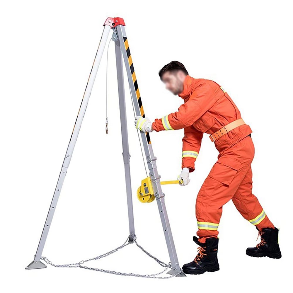 Confined Space Equipment Adjustable Commercial Firefighting Rescue Tripod with Self-Locking Device,Confined Space Tripod Kit Rescue Safety Tripod, Portable Aluminum Enclosed Space Tripod kit