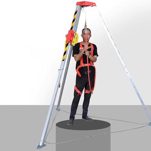 Confined Space Equipment Adjustable Commercial Firefighting Rescue Tripod with Self-Locking Device,Tripod Rescue Set 1200 1800 2600 lbs, Adjustable fire Protection Device for confined Spaces