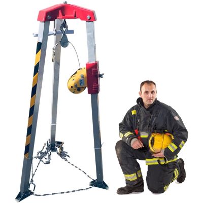 Confined Space Equipment Adjustable Commercial Firefighting Rescue Tripod with Self-Locking Device,Heavy Duty Confined Space Rescue Tripod Kit with 1200lbs Winch - Fall Protection and Emerge