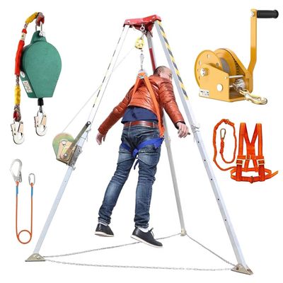 Confined Space Equipment Adjustable Commercial Firefighting Rescue Tripod with Self-Locking Device,Confined Space Tripod Kit Confined Space Rescue Tripod Rescue TripodHoist with 1800 Lbs Win