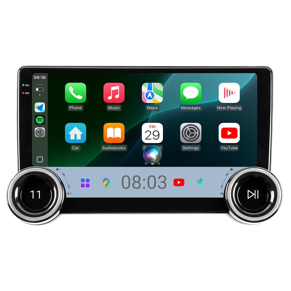 10.1" Double Din CarPlay Screen for Car, Wireless Apple CarPlay and Android Auto, Built-in 2+64GB, Bluetooth, GPS, Backup Camera, Voice Control, WiFi, FM, AM, with Free APK Download and Deletion