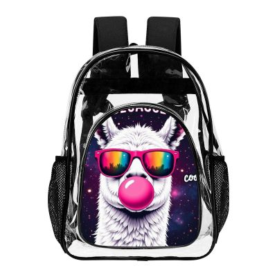 100% BLUE COLLAR Travel Laptop Clear Backpack Cartoon Alpaca Llama (3) Waterproof Clear Bag Transparent bag Transparent Backpack for Work