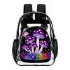 100% BLUE COLLAR Clear Backpack Trippy Ocean Magic Mushrooms Art (1) Heavy Duty PVC Transparent Backpack Travel Laptop Backpacks Large Bookbag See Through Bag