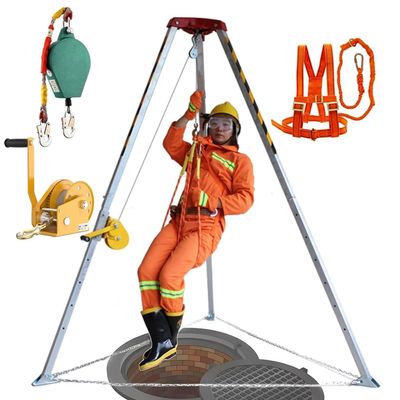 Confined Space Equipment Adjustable Commercial Firefighting Rescue Tripod with Self-Locking Device,Adjustable Confined Space Rescue Kit Confined Space Rescue Tripod 1200 1800 2600 Lbs Winch