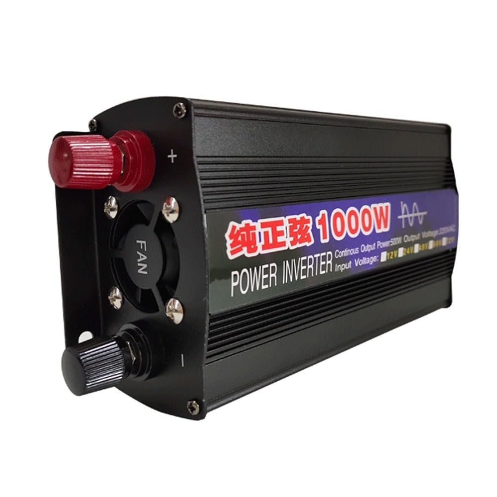 1000W Pure Sine Wave Inverter, DC 12V/24V to 220V AC Converter, Portable Car Inverter with LCD Display, Ideal for Home & Outdoor Power Needs (12V/24V to 220V)