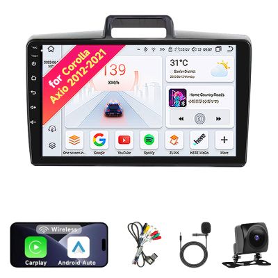 Android 14 Car Radio Stereo for Toyota Corolla Axio Fielder 2012-2021 - 9" IPS Touch Screen, Upgrade Dash Kit with CarPlay & Android Auto, GPS Navigation, Bluetooth 5.0, WiFi,