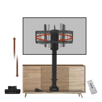 LIUZQWAED Telescopic Electric TV Lift Mount - 360 Rotation Motorised TV Bracket Stand, Hidden in Cabinet, Suitable for 26-70 Inch LED Screens, with Load 60 Kg/132 Lbs