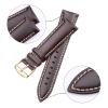 HMFang Genuine Leather Watch Band Strap Black Dark Brown 18 19 20 21 22 24mm Watchbands Men Women Polished Buckle(Black silver buckle,21mm) view 4