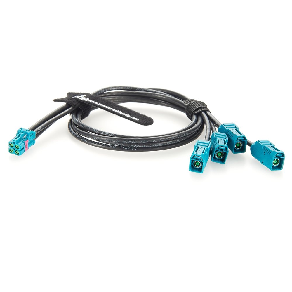 4 in 1 TE Mini Fakra Z Code Female to Fakra Female Four Ports Automotive RF Coaxial Cable 2298721-9 to 2-2326910-0 FPD-Link GMSL2 Camera Cable for Embedded Vision, Vehicle, Telematics (2M/6.6FT)