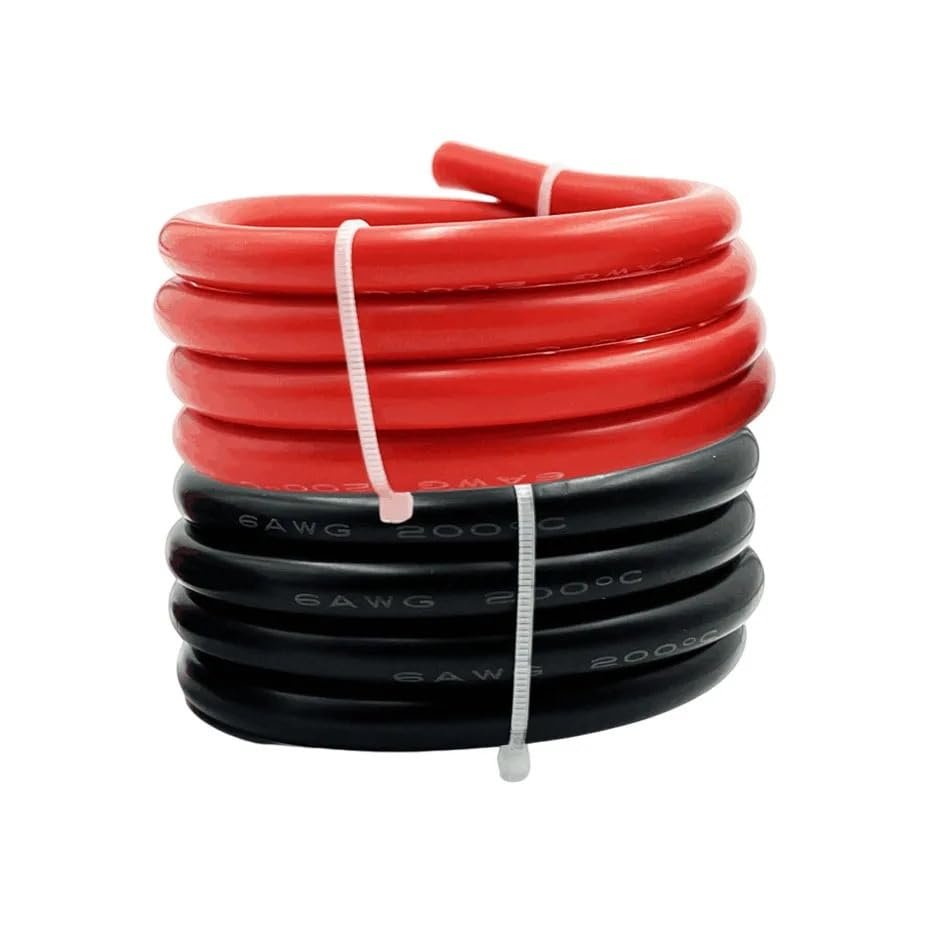 Black and Red Extra Soft Silicone Wire Fine Soft Foldable and High-Temperature Resistant Tinned Copper Cable 28 26 24 22 20 18 16 14 12 10 8 6AWG(1m,26 AWG)