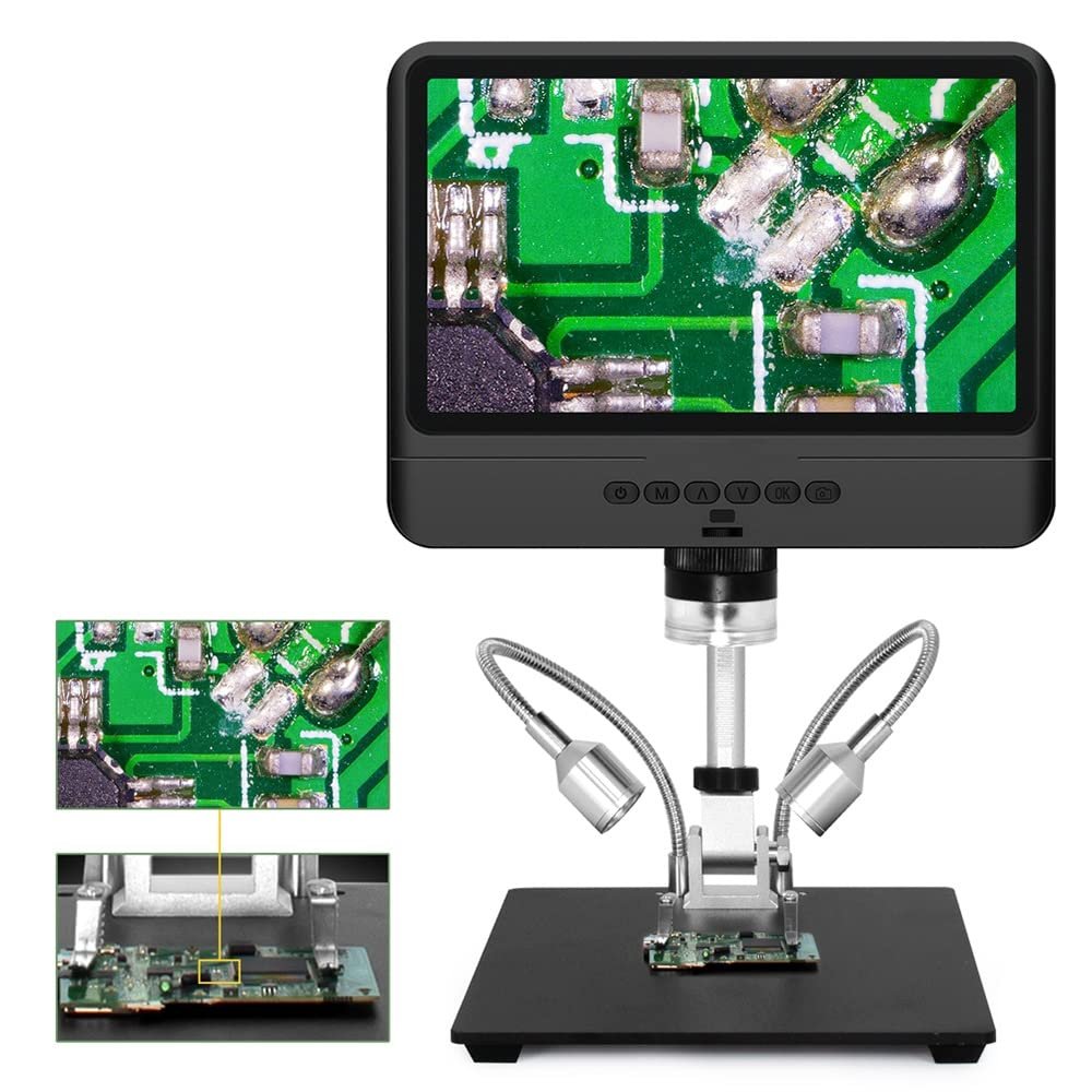 1200x Magnification Digital Microscope, 12MP Resolution, 8.5 Inch Screen, Wired Remote, Adjustable Lights, for Coin PCB Circuit Repair