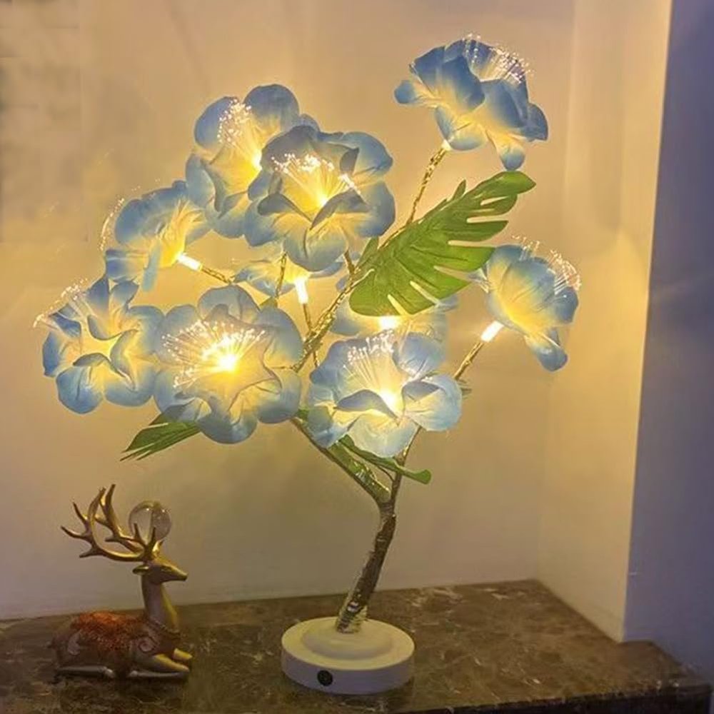DEOTPSMI Artificial Plant Lamp Modern Home Decor LED Light Energy-Saving Cozy Bedside Night Light Creative Ambient Lighting for Living Room & Study (Blue)
