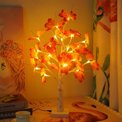 DEOTPSMI Artificial Plant Lamp Modern Home Decor LED Light Energy-Saving Cozy Bedside Night Light Creative Ambient Lighting for Living Room & Study (Maple Leaf and Birch Tree)