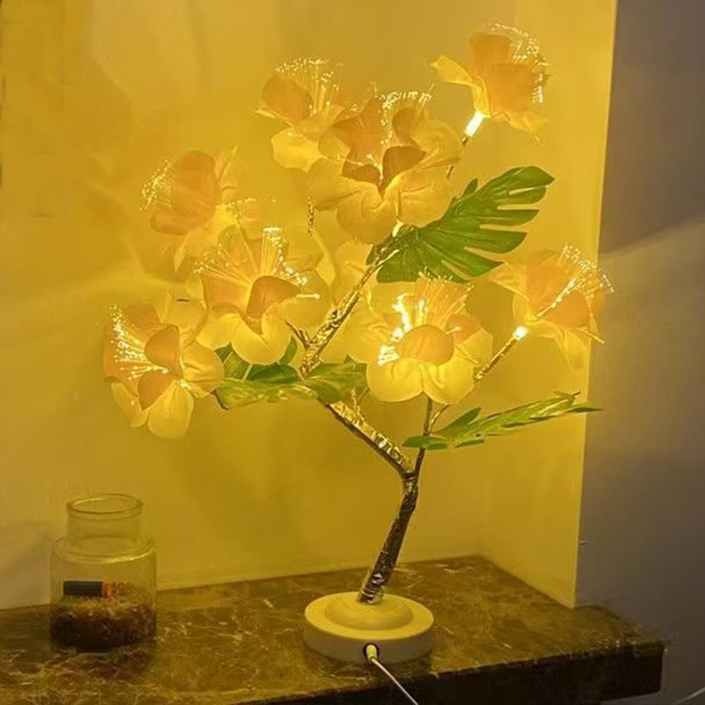 DEOTPSMI Artificial Plant Lamp Modern Home Decor LED Light Energy-Saving Cozy Bedside Night Light Creative Ambient Lighting for Living Room & Study (Yellow Flower)