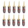 10PCS 24K Gold-Plated Banana Plugs 4MM Banana Connector with Screw Lock for Audio Jack Speaker Plugs Gun Metal(10 Red) view 2