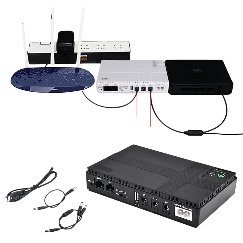 Ac220V EU Plug 8800Mah Uninterruptible Power Supply Mini Ups 1 to 3 Output with Dc 12V/9V/5V Output for Wirieless Router