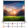 10X10ft Fabric Green Grass Football Field Backdrop American Football Stadium Under Night Lights Background for Sport Themed Birthday Party Wall Decorations view 2