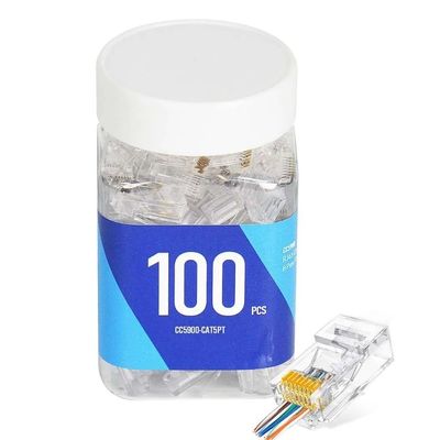 CC5900-CAT5PT Cat5e RJ45 Connector for IP Security Systems, Network Crimp Plug Compatible with PoE Switches, Professional Cat5e Cable Termination Accessory