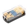 60A 1 in 2 Way Out Power Distribution Block, Car Audio Splitter with Copper Ground Fuse Holder, High Performance Protection for Car Stereo Audio System view 2