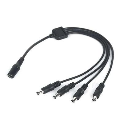 CC6100-04 1-to-4 Power Splitter Cable, DC Power Connector for CCTV Cameras and 12V Devices, 4-Way Male Output Power Distribution Cable