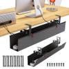 Cotohim Under Desk Cable Management Tray - Under Desk Cord Management - Clamp/Screw Mount - Fabric Wire Management - Cable Raceways Tray Cord Hiders for Office/Home (Black, 35.8"5.6") view 1