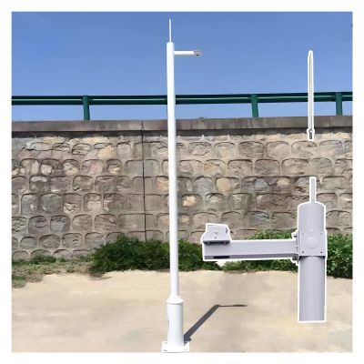 Surveillance Camera Rack Post White, 100 200 300 400 500 600 CM High Surveillance Camera Pole with 40cm Lightning Rod, Floor Holder Stand Mount(B,3.5 m/11.5 ft (3 Sections))