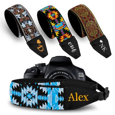 Art Tribute Custom Camera Strap Bohemian Blue - Add Your Text and We Make It Especially For You Get Your Own Personalized Gift Camera Strap, No Shipping Cost!
