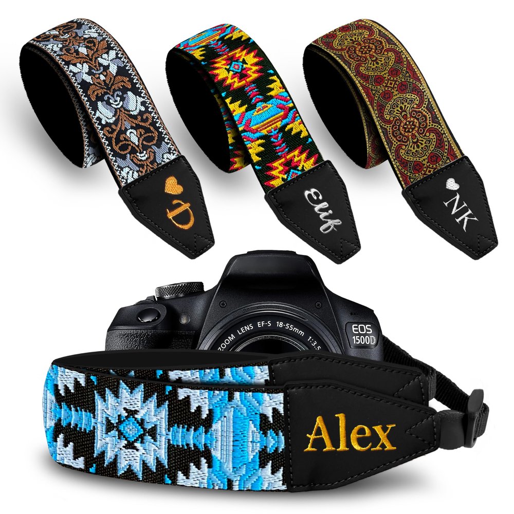 Art Tribute Custom Camera Strap Bohemian Blue - Add Your Text and We Make It Especially For You Get Your Own Personalized Gift Camera Strap, No Shipping Cost!