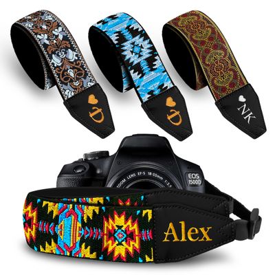 Art Tribute Custom Camera Strap Bohemian Yellow - Add Your Text and We Make It Especially For You Get Your Own Personalized Gift Camera Strap, No Shipping Cost!