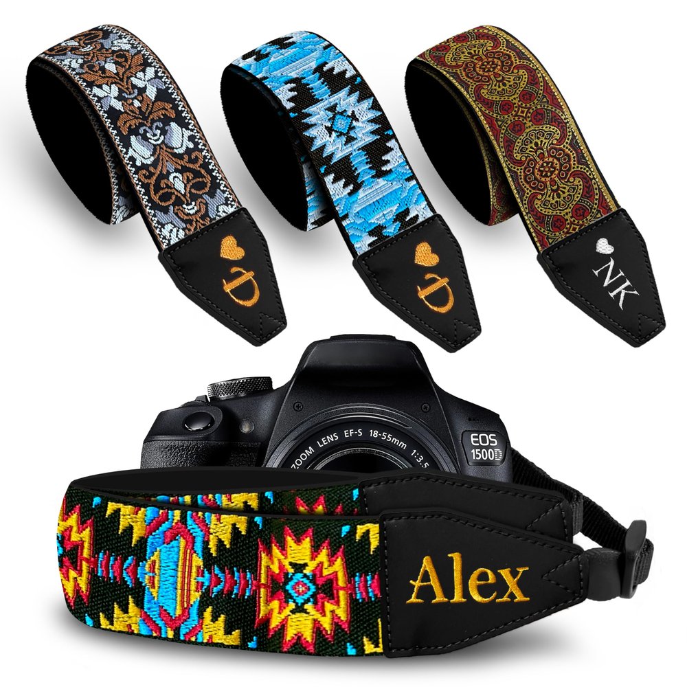 Art Tribute Custom Camera Strap Bohemian Yellow - Add Your Text and We Make It Especially For You Get Your Own Personalized Gift Camera Strap, No Shipping Cost!
